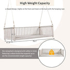 Patio Minimalist Twin Size Garden Swing Bed Wood Porch Swing with Ropes for Backyard, Safe Sloped Design
