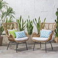 Wicker Patio Chair with Cushions (Set of 2)