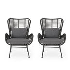 Wicker Patio Chair with Cushions (Set of 2)