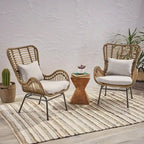 Wicker Patio Chair with Cushions (Set of 2)