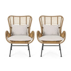 Wicker Patio Chair with Cushions (Set of 2)