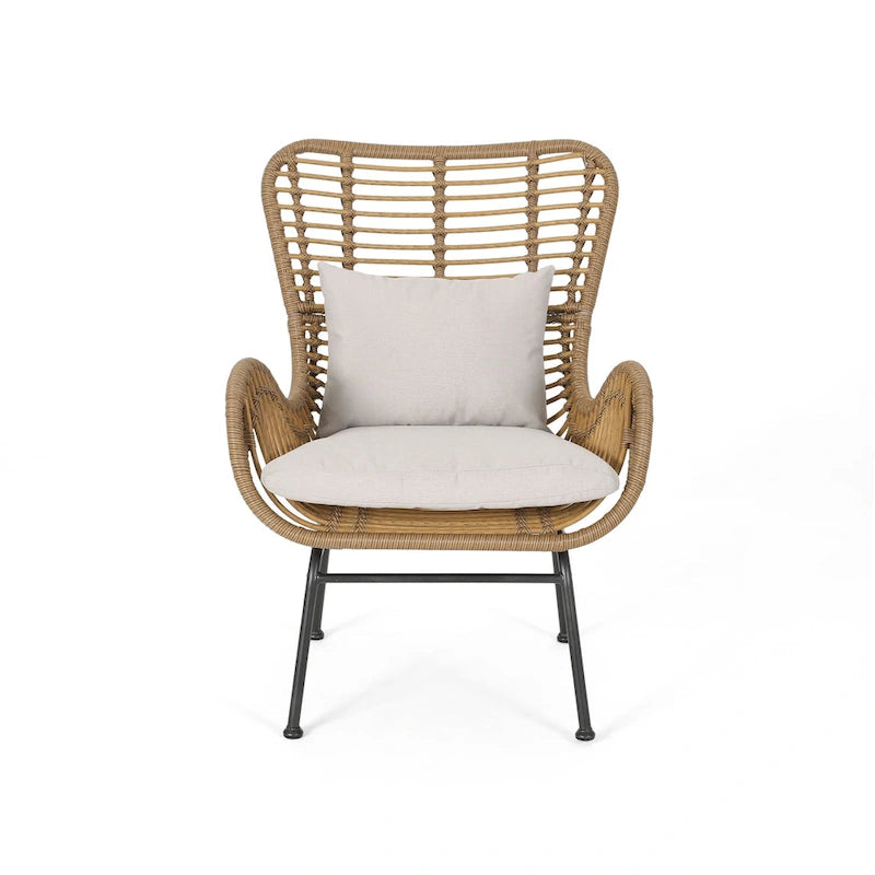 Wicker Patio Chair with Cushions (Set of 2)