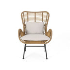 Wicker Patio Chair with Cushions (Set of 2)
