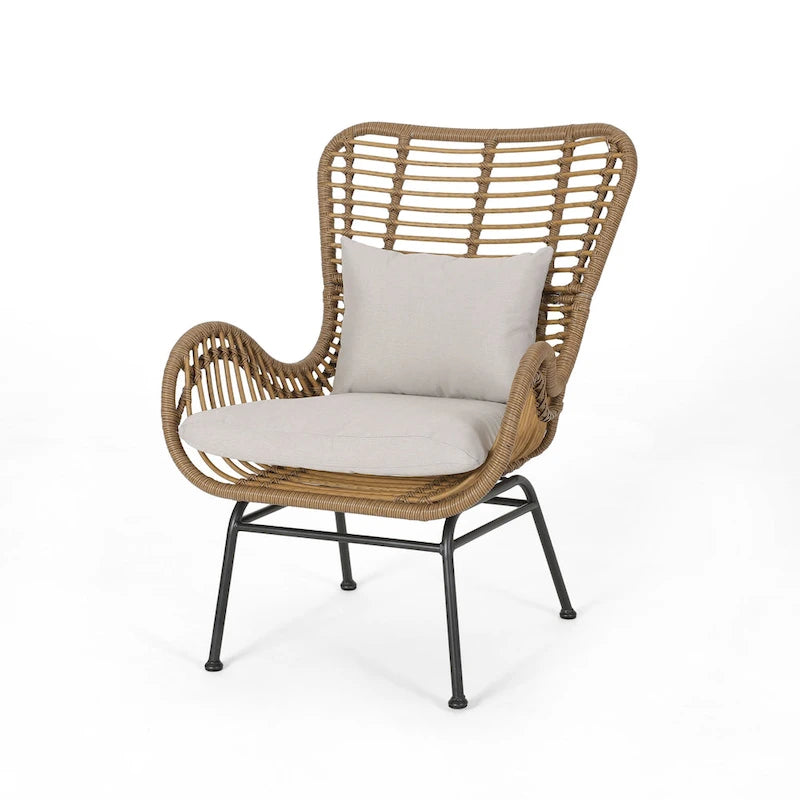 Wicker Patio Chair with Cushions (Set of 2)