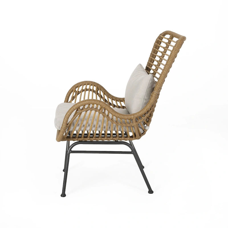 Wicker Patio Chair with Cushions (Set of 2)