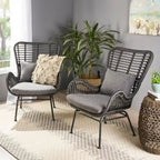 Wicker Patio Chair with Cushions (Set of 2)