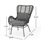 Wicker Patio Chair with Cushions (Set of 2)