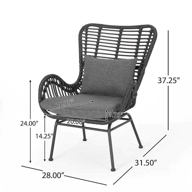 Wicker Patio Chair with Cushions (Set of 2)