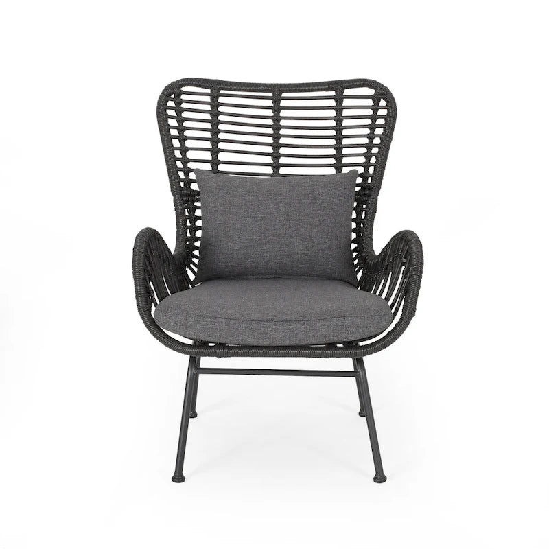 Wicker Patio Chair with Cushions (Set of 2)