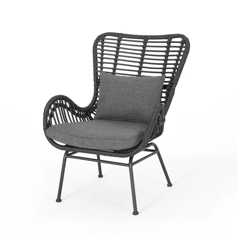 Wicker Patio Chair with Cushions (Set of 2)