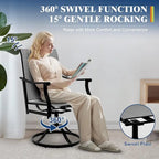 2PCS Outdoor Swivel Dining Chairs for Poolside Lawn Garden
