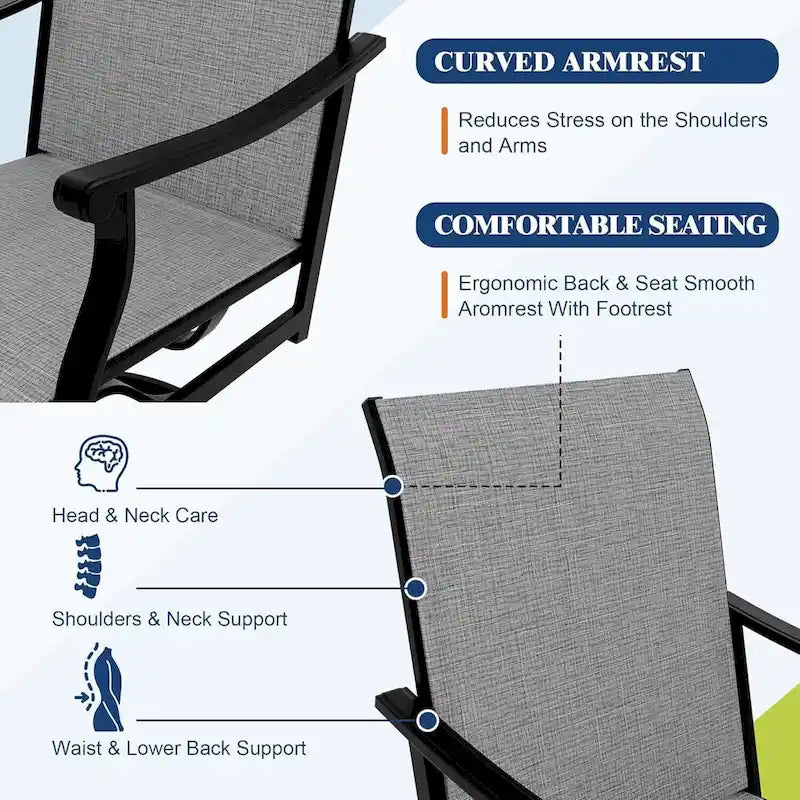 2PCS Outdoor Swivel Dining Chairs for Poolside Lawn Garden
