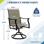 2PCS Outdoor Swivel Dining Chairs for Poolside Lawn Garden