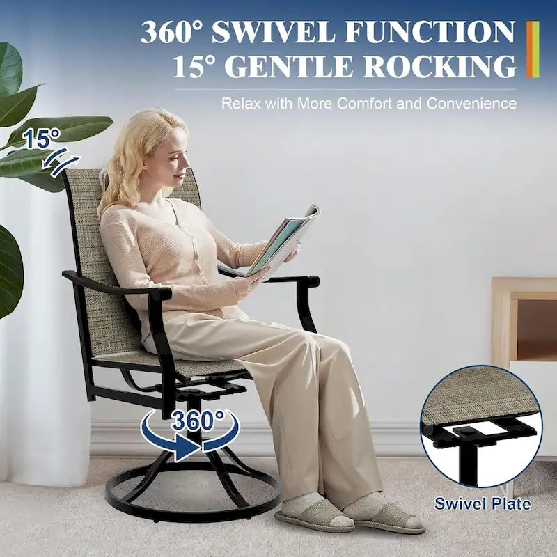 2PCS Outdoor Swivel Dining Chairs for Poolside Lawn Garden
