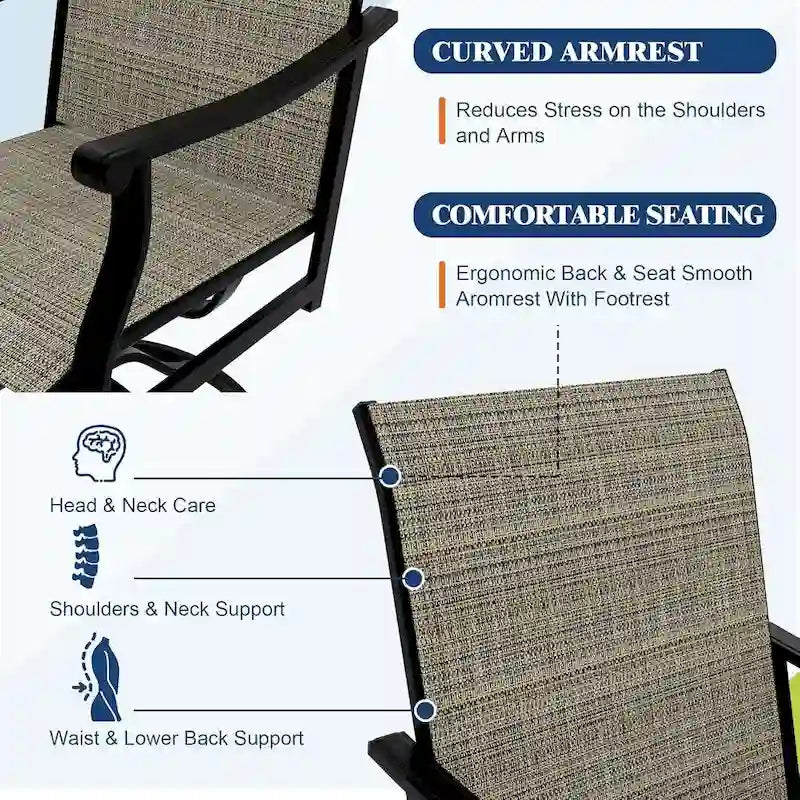 2PCS Outdoor Swivel Dining Chairs for Poolside Lawn Garden