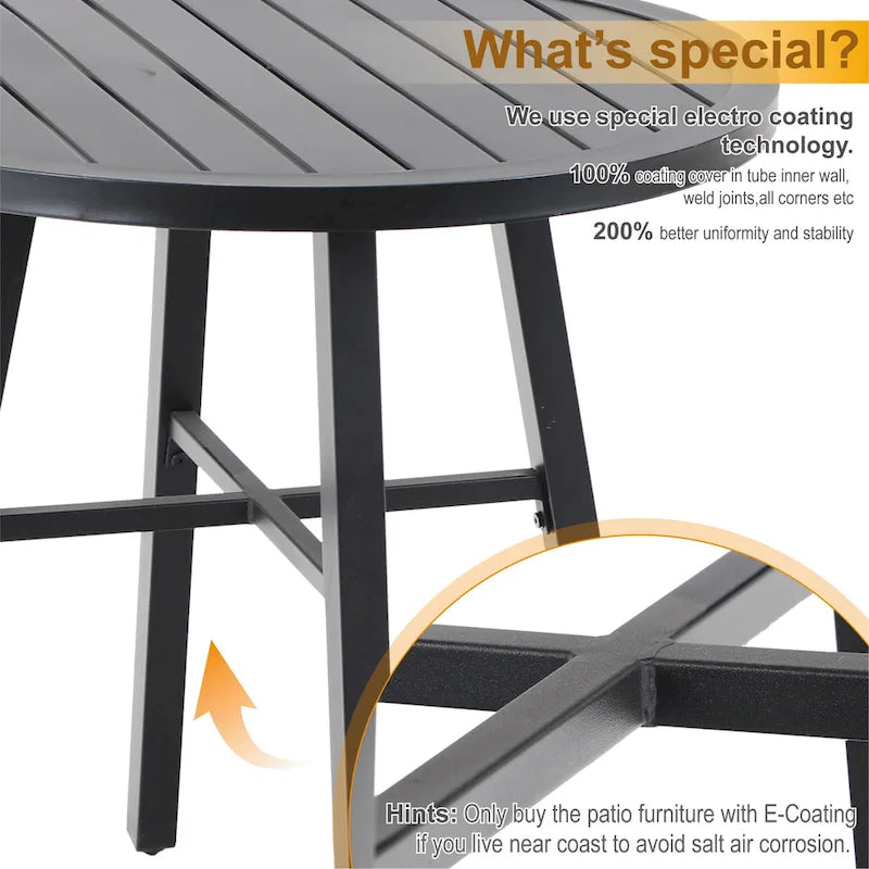 MAISON ARTS Metal Outdoor Patio Bistro Set 3 Pieces Dining Furniture