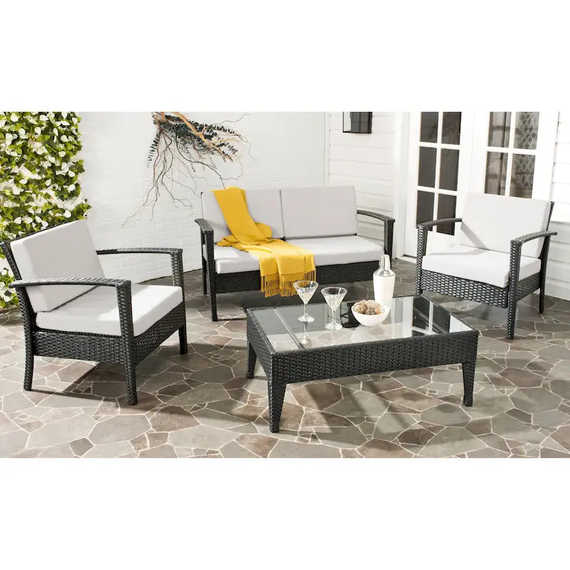 SAFAVIEH Outdoor Birka 4-Piece Patio Set - 48W x 26D x 28H