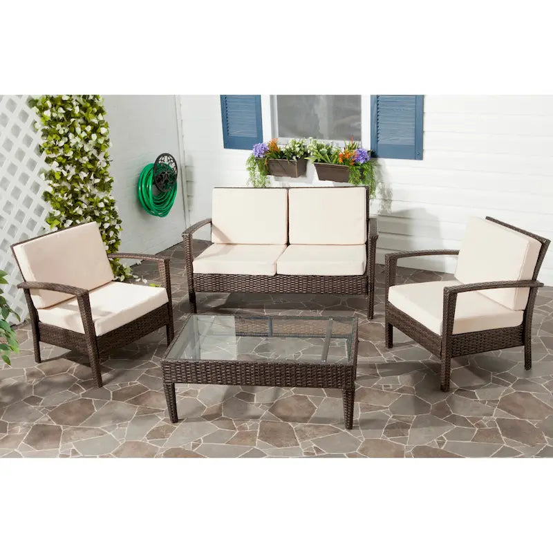 SAFAVIEH Outdoor Birka 4-Piece Patio Set - 48W x 26D x 28H