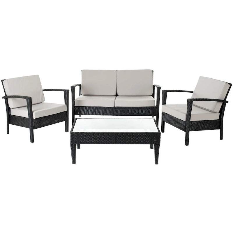 SAFAVIEH Outdoor Birka 4-Piece Patio Set - 48W x 26D x 28H