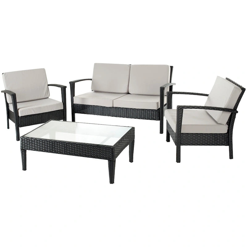 SAFAVIEH Outdoor Birka 4-Piece Patio Set - 48W x 26D x 28H