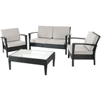 SAFAVIEH Outdoor Birka 4-Piece Patio Set - 48W x 26D x 28H