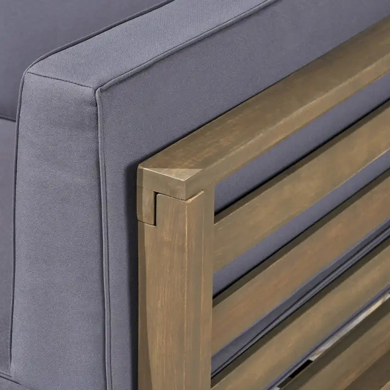 U-Shaped Outdoor Sectional Sofa Set 12-Piece with Fire Pit 8-Seater Acacia Wood