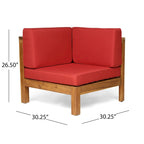 U-Shaped Outdoor Sectional Sofa Set 12-Piece with Fire Pit 8-Seater Acacia Wood