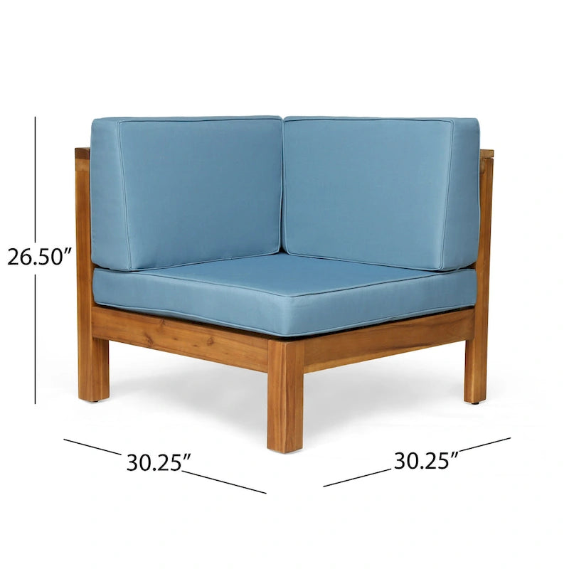 U-Shaped Outdoor Sectional Sofa Set 12-Piece with Fire Pit 8-Seater Acacia Wood