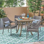 Christopher Knight Home Carroll Outdoor 5-Piece Acacia Wood and Wicker Dining Set