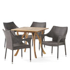 Christopher Knight Home Carroll Outdoor 5-Piece Acacia Wood and Wicker Dining Set