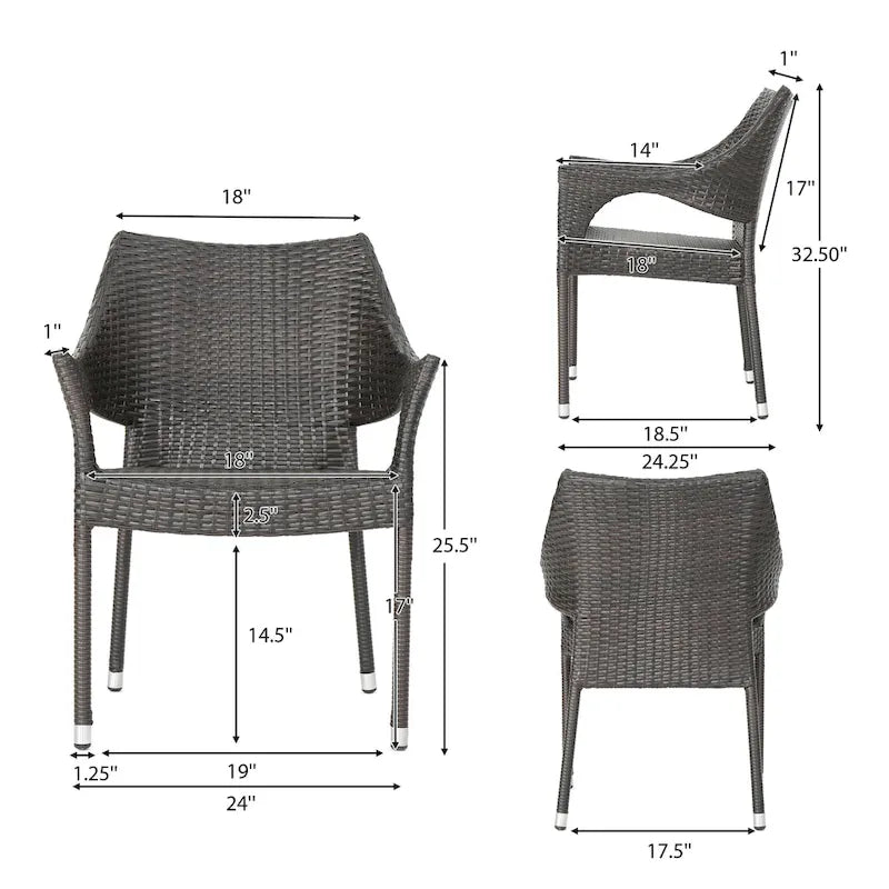 Christopher Knight Home Carroll Outdoor 5-Piece Acacia Wood and Wicker Dining Set