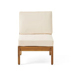 Illona Outdoor 5 Seater V-Shaped Acacia Wood Sofa Set with Square Fire Table and Tank by Christopher Knight Home