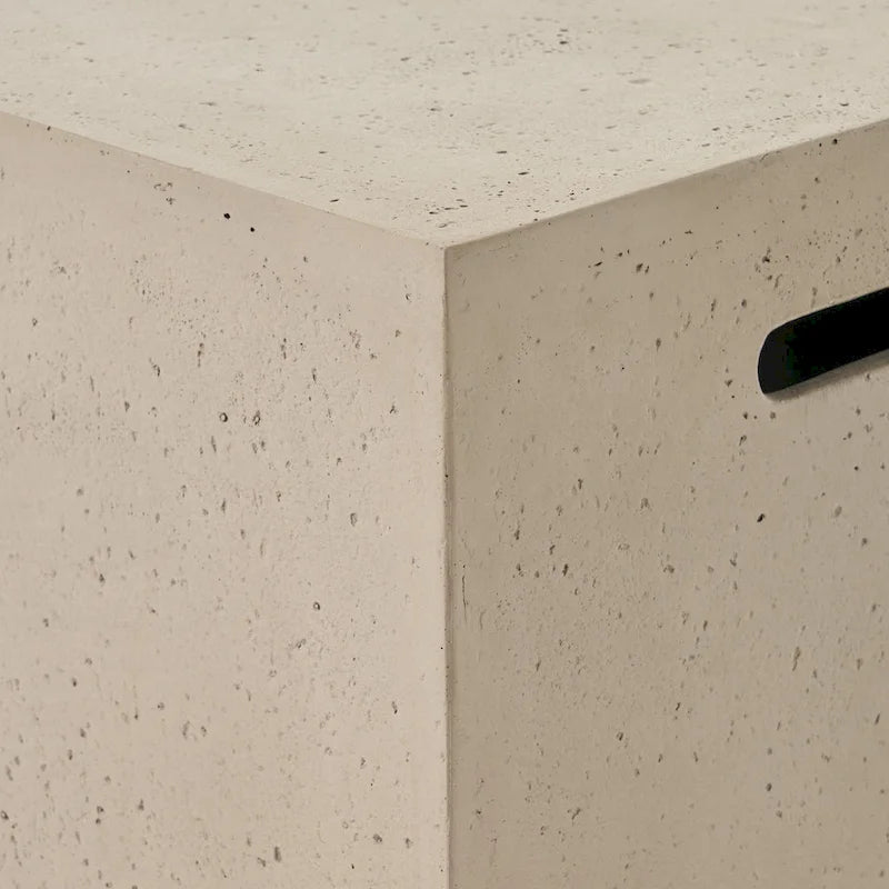 Illona Outdoor 5 Seater V-Shaped Acacia Wood Sofa Set with Square Fire Table and Tank by Christopher Knight Home