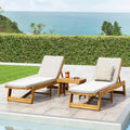 Kyoto Outdoor Acacia Wood 3 Piece Chaise Lounge Set with Water-Resistant Cushions by Christopher Knight Home