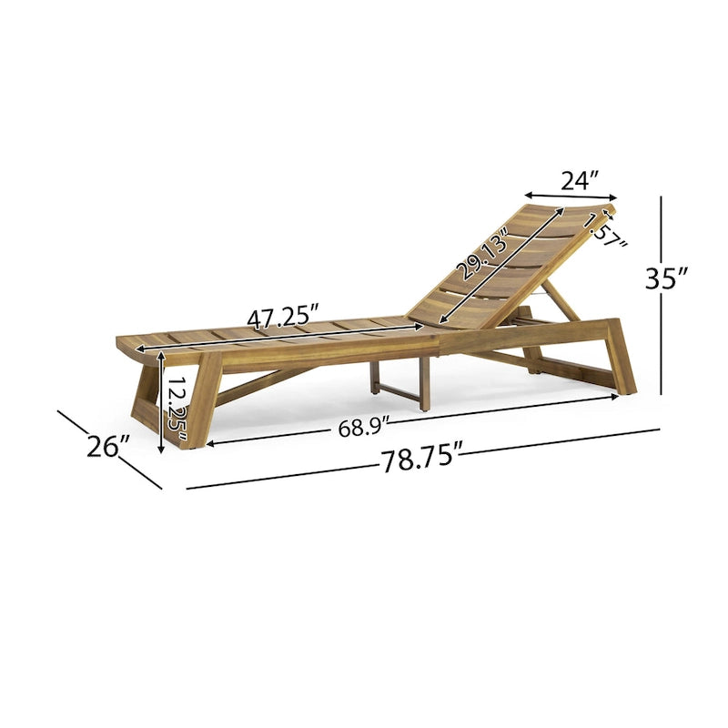 Kyoto Outdoor Acacia Wood 3 Piece Chaise Lounge Set with Water-Resistant Cushions by Christopher Knight Home