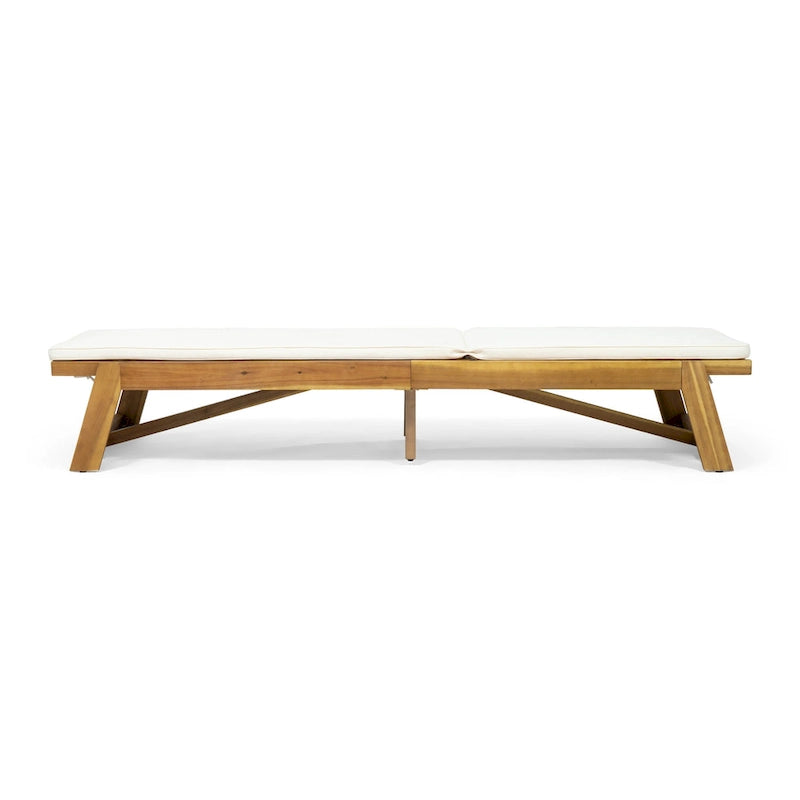 Kyoto Outdoor Acacia Wood 3 Piece Chaise Lounge Set with Water-Resistant Cushions by Christopher Knight Home