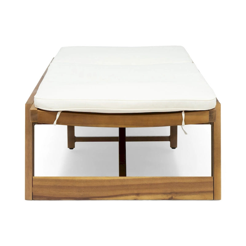 Kyoto Outdoor Acacia Wood 3 Piece Chaise Lounge Set with Water-Resistant Cushions by Christopher Knight Home