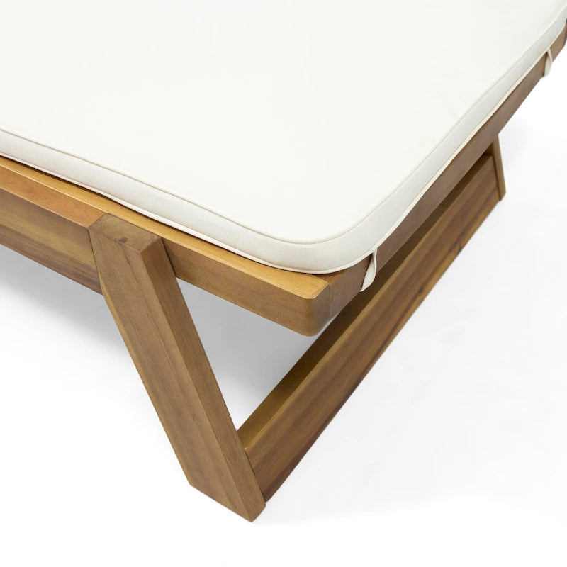 Kyoto Outdoor Acacia Wood 3 Piece Chaise Lounge Set with Water-Resistant Cushions by Christopher Knight Home