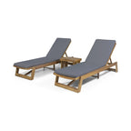 Kyoto Outdoor Acacia Wood 3 Piece Chaise Lounge Set with Water-Resistant Cushions by Christopher Knight Home