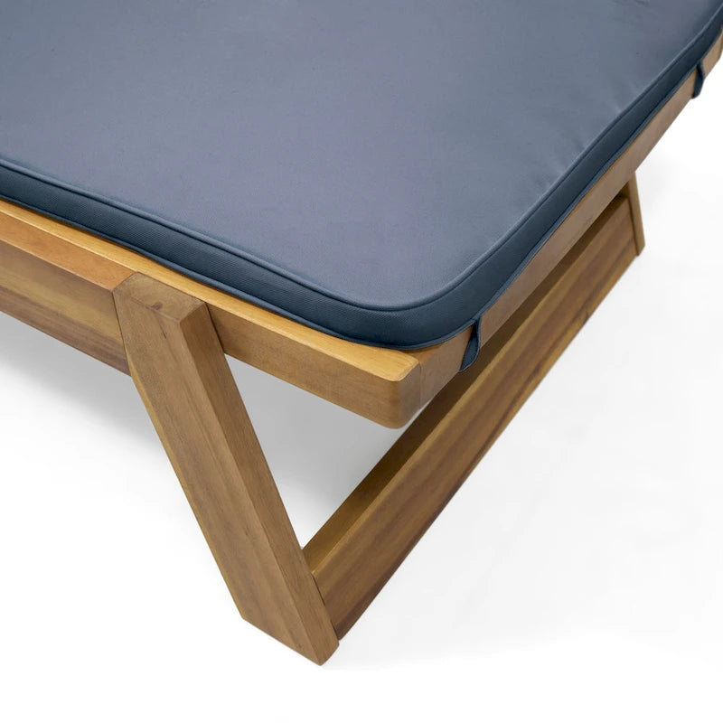 Kyoto Outdoor Acacia Wood 3 Piece Chaise Lounge Set with Water-Resistant Cushions by Christopher Knight Home