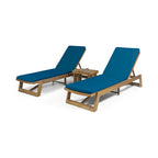 Kyoto Outdoor Acacia Wood 3 Piece Chaise Lounge Set with Water-Resistant Cushions by Christopher Knight Home