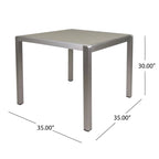 Boris Outdoor Modern 4 Seater Aluminum Dining Set with Faux Wood Table Top by Christopher Knight Home