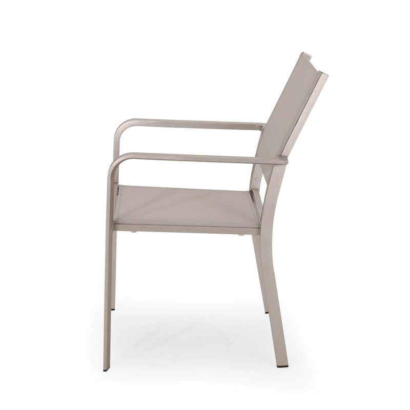 Boris Outdoor Modern 4 Seater Aluminum Dining Set with Faux Wood Table Top by Christopher Knight Home