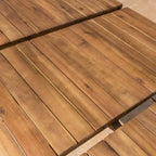 Cobalt Outdoor Wicker Wood Expandable Rectangle Dining Set with Cushions by Christopher Knight Home