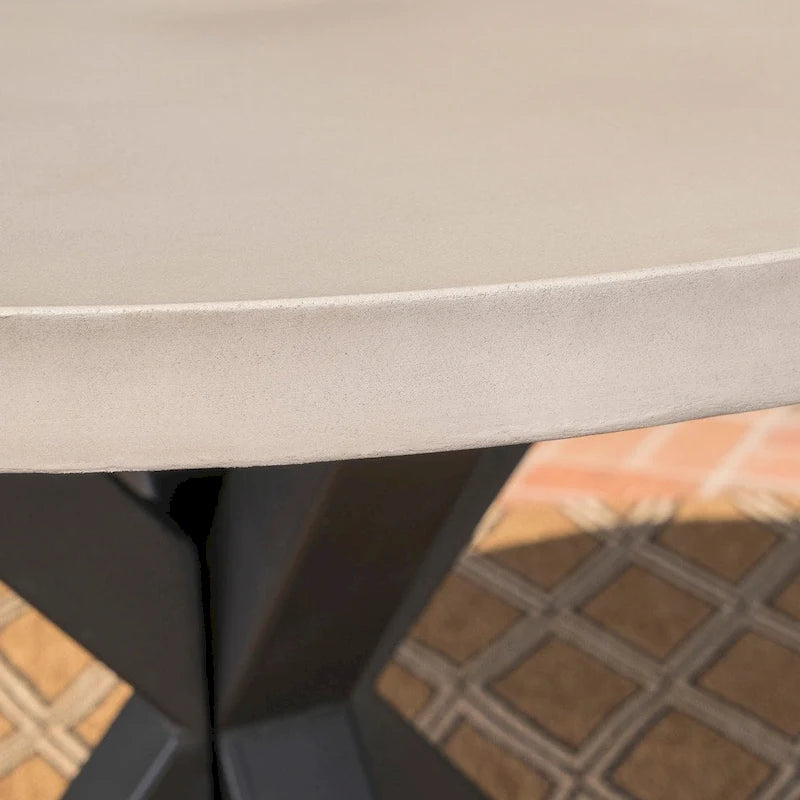 Goleta Outdoor Modern Lightweight Concrete Circular Dining Table with Cross Base by Christopher Knight Home