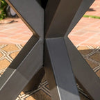 Goleta Outdoor Modern Lightweight Concrete Circular Dining Table with Cross Base by Christopher Knight Home