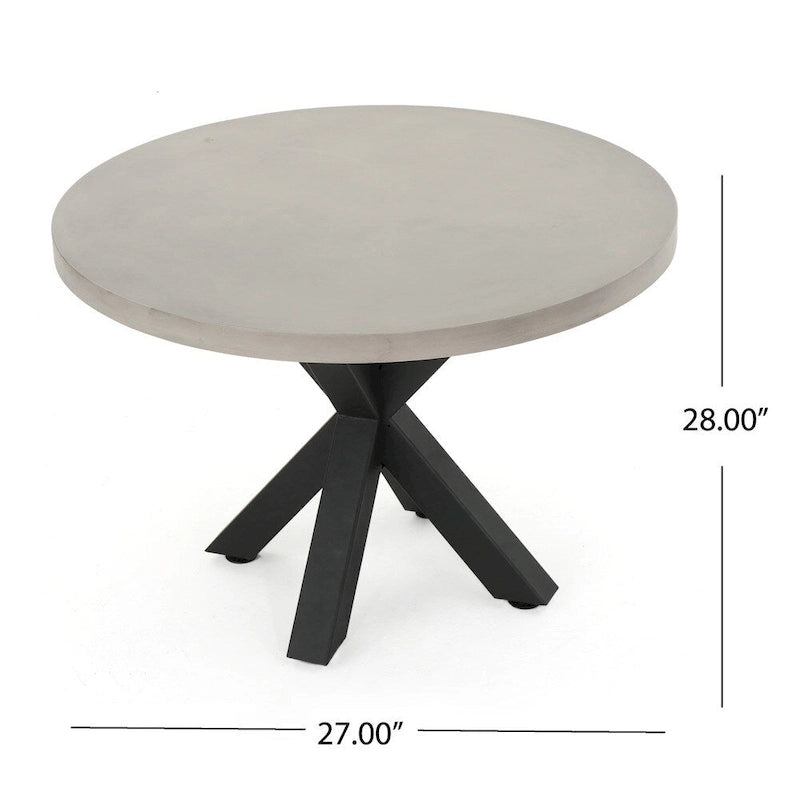 Goleta Outdoor Modern Lightweight Concrete Circular Dining Table with Cross Base by Christopher Knight Home