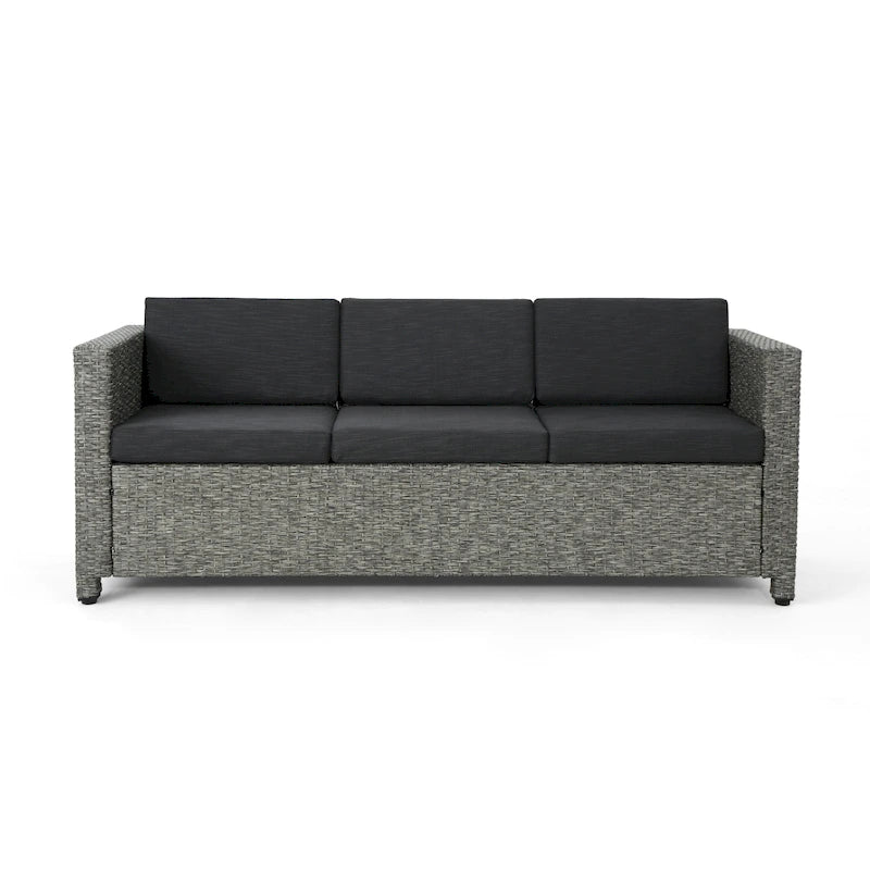Puerta Outdoor (PE) Wicker 3 Seater Sofa by Christopher Knight Home