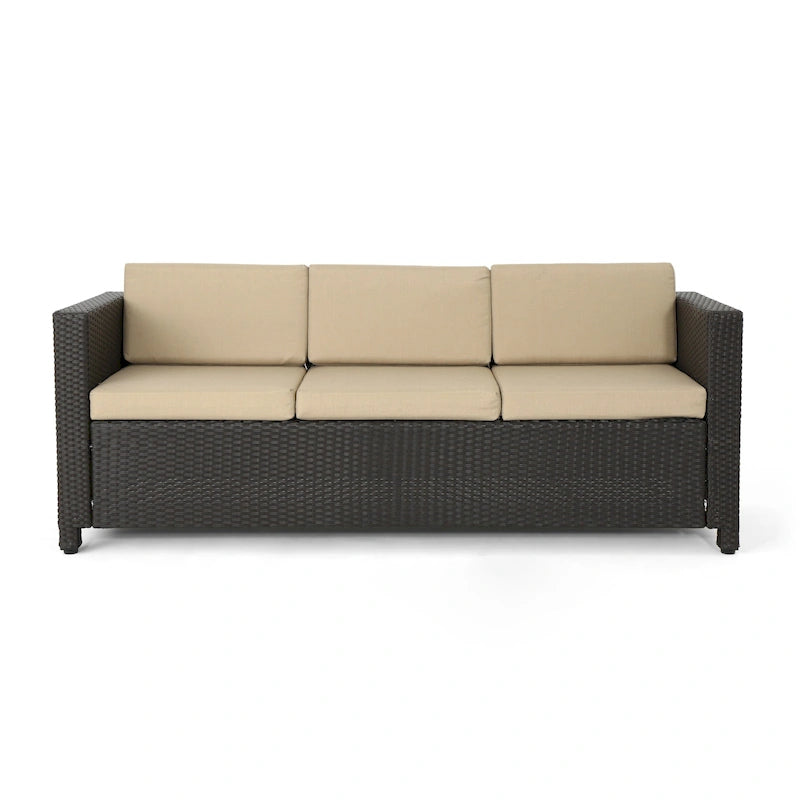Puerta Outdoor (PE) Wicker 3 Seater Sofa by Christopher Knight Home