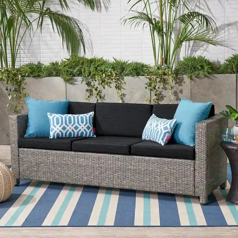 Puerta Outdoor (PE) Wicker 3 Seater Sofa by Christopher Knight Home